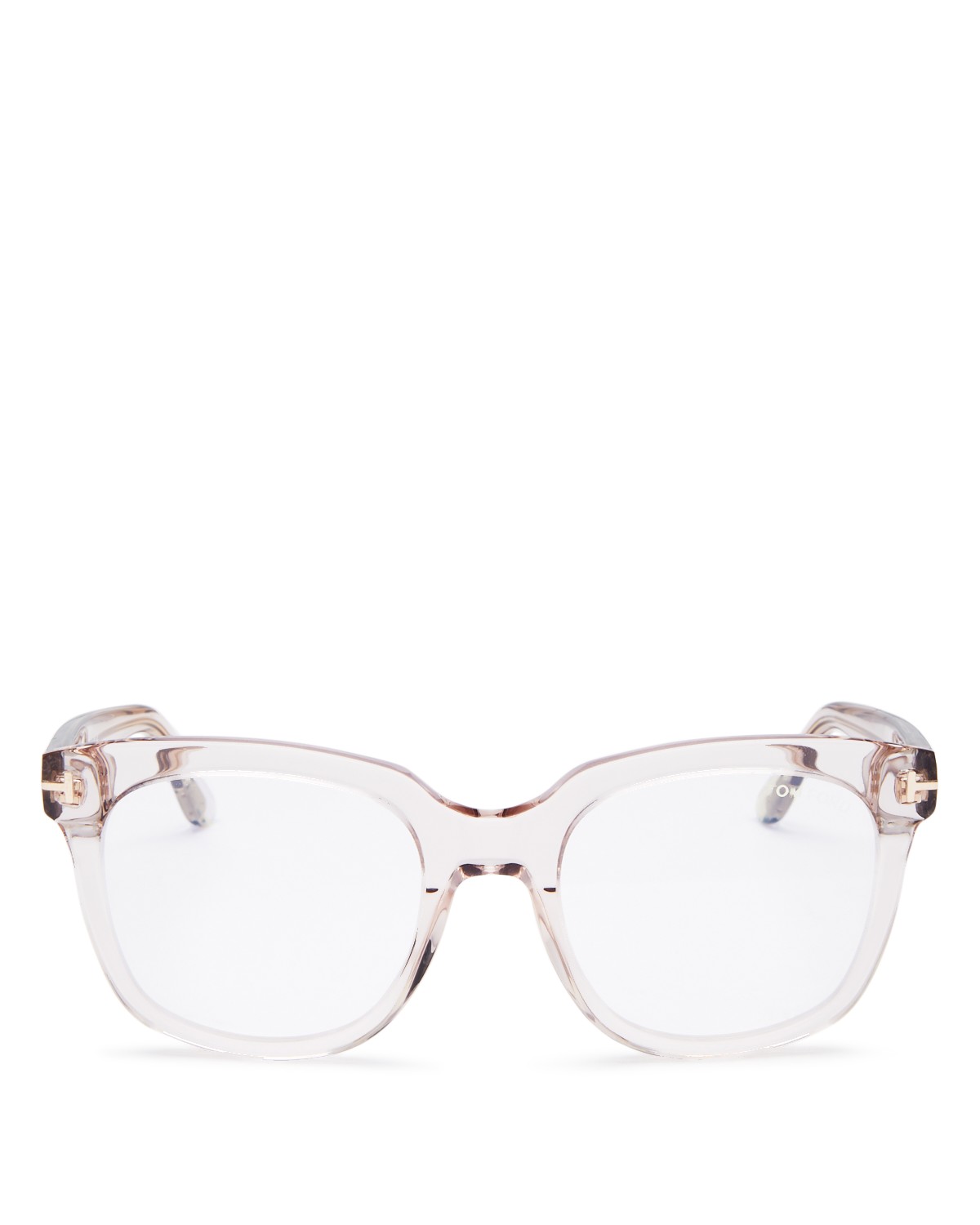 Tom Ford Square Blue Light Glasses, 52mm in Shiny Pink/Clear Blue Light