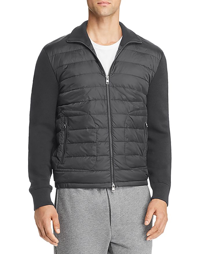 Moncler Lightweight Mixed-media Down Jacket In Gray