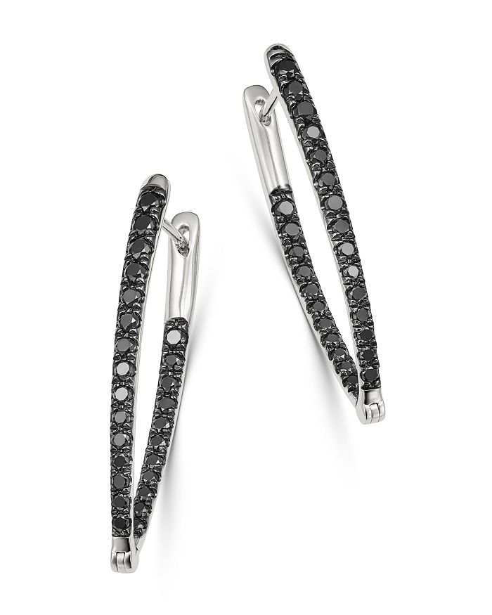 Bloomingdale's Black Diamond Inside-out Hoop Earrings In 14k White Gold, 0.75 Ct. T.w. - 100% Exclusive In Black/white