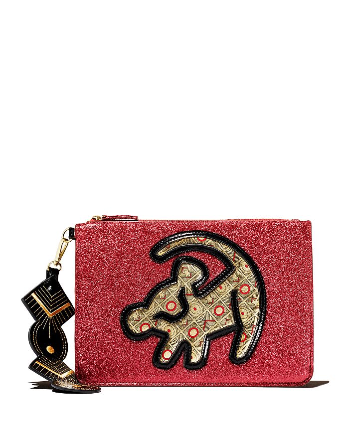 Danielle Nicole Lion Pouch With Charm In Pink/gold