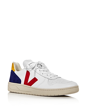 Veja Women's V-10 Leather Low-top Sneakers In Cobalt Gold