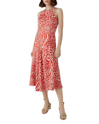 Karen Millen Strappy Animal print Midi Dress In Red Multi ModeSens