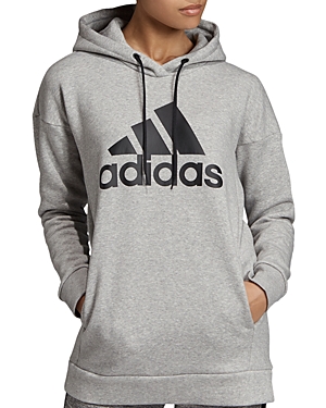 Adidas Originals Badge Of Sport Fleece Hooded Sweatshirt In Medium Gray Heather