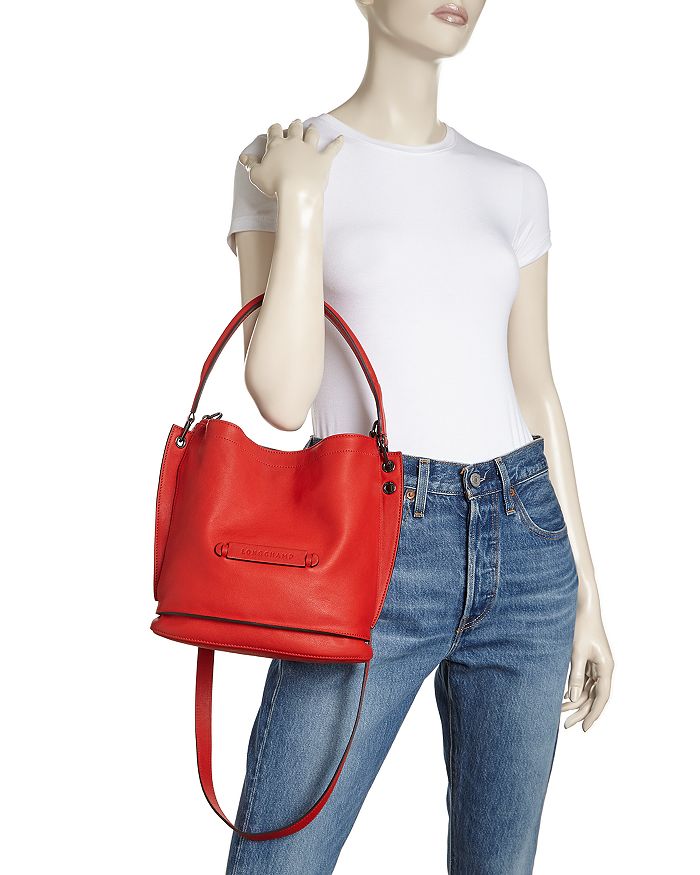 Longchamp 3d Leather Crossbody Hobo In Vermillion ModeSens