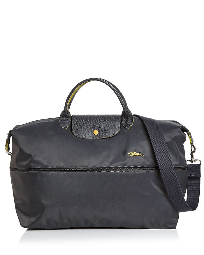 Longchamp Le Pliage Club Expandable Large Nylon Travel Bag In Gunmetal/silver