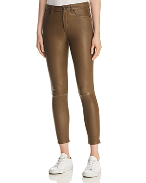 Rag & Bone Nina High Waist Ankle Skinny Leather Pants In Army