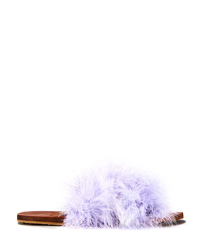 Brother Vellies Women's Lamu Marabou Feather Slide Sandals In Lavender