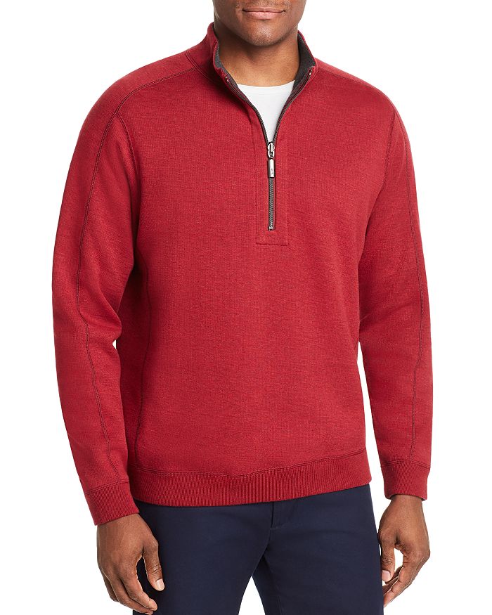 Tommy Bahama Flipsider Reversible Half-zip Sweatshirt In Jester Red Heather