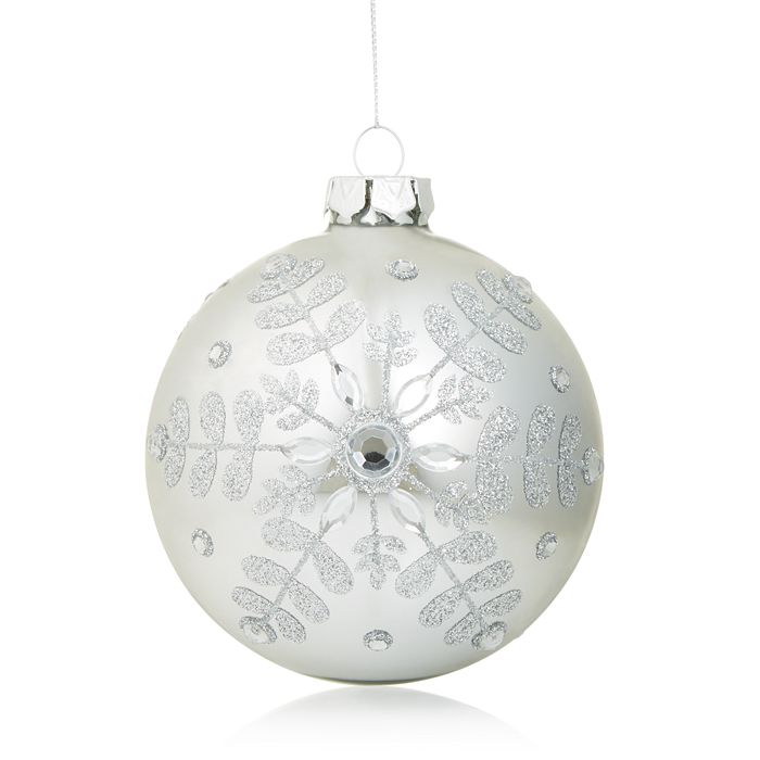 Bloomingdale's Silver Snowflake Glass Ball Ornament - 100% Exclusive ...