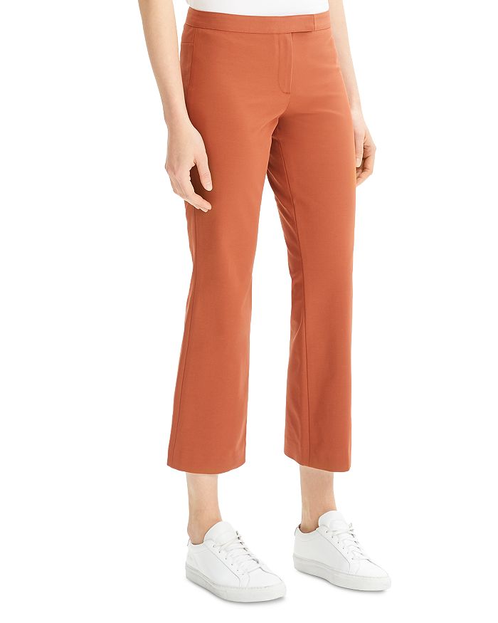 Theory Cotton-stretch Cropped-flare Pants In Brown | ModeSens