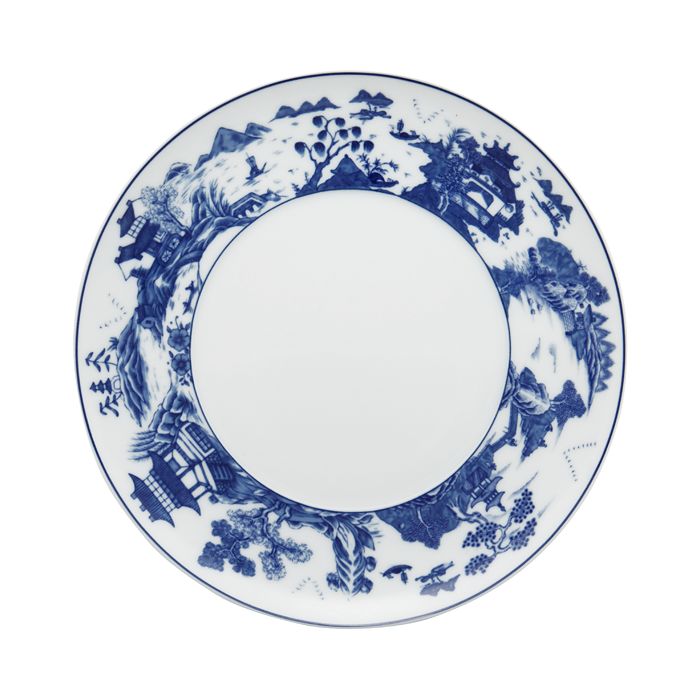 Mottahedeh Blue Shou Dinner Plate In Blue & Whi