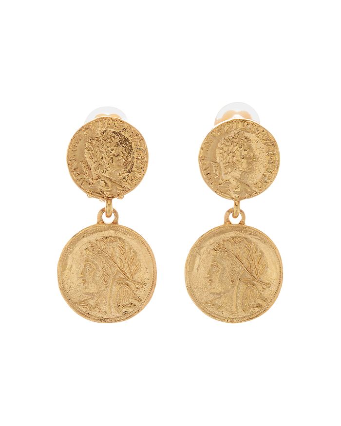 Oscar de la Renta Double Coin Clip On Drop Earrings Bloomingdale s