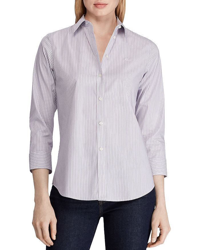 Ralph Lauren Lauren Striped Button-down Shirt In Purple Multi | ModeSens