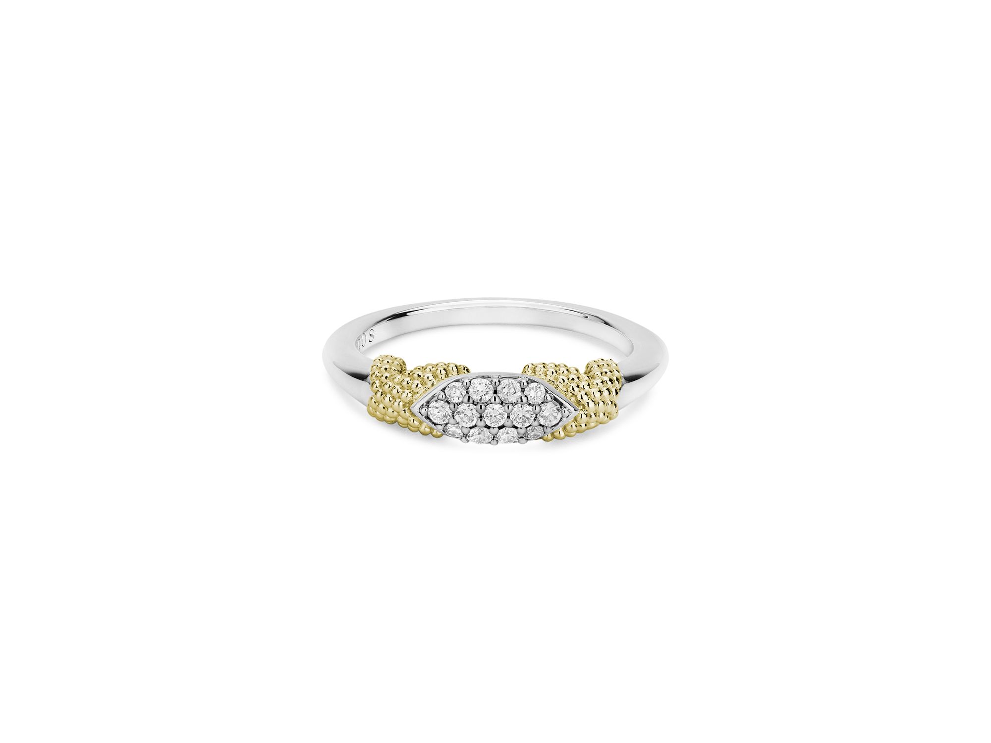 Sterling Silver & 18K Yellow Gold Caviar Lux Diamond Ring — Image 3