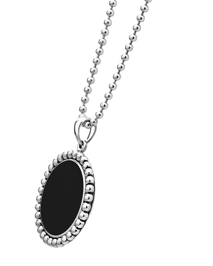 Shop Lagos Sterling Silver Maya Black Onyx Circle Pendant Necklace, 34 In Black/silver