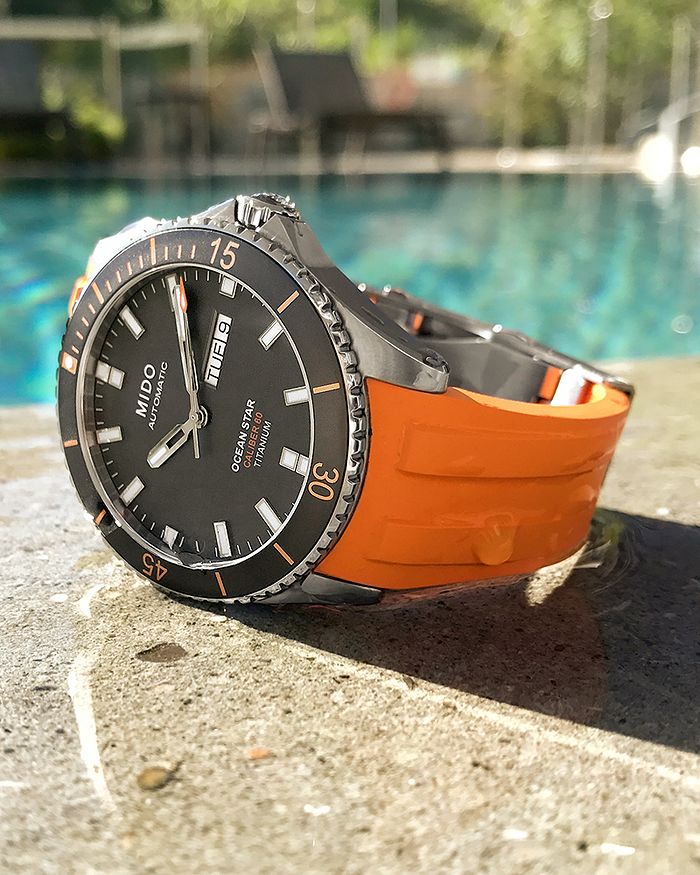 Shop Mido Ocean Star Watch, 42mm In Black/orange