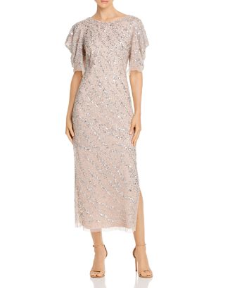Adrianna Papell Beaded Draped-Sleeve Gown | Bloomingdale's