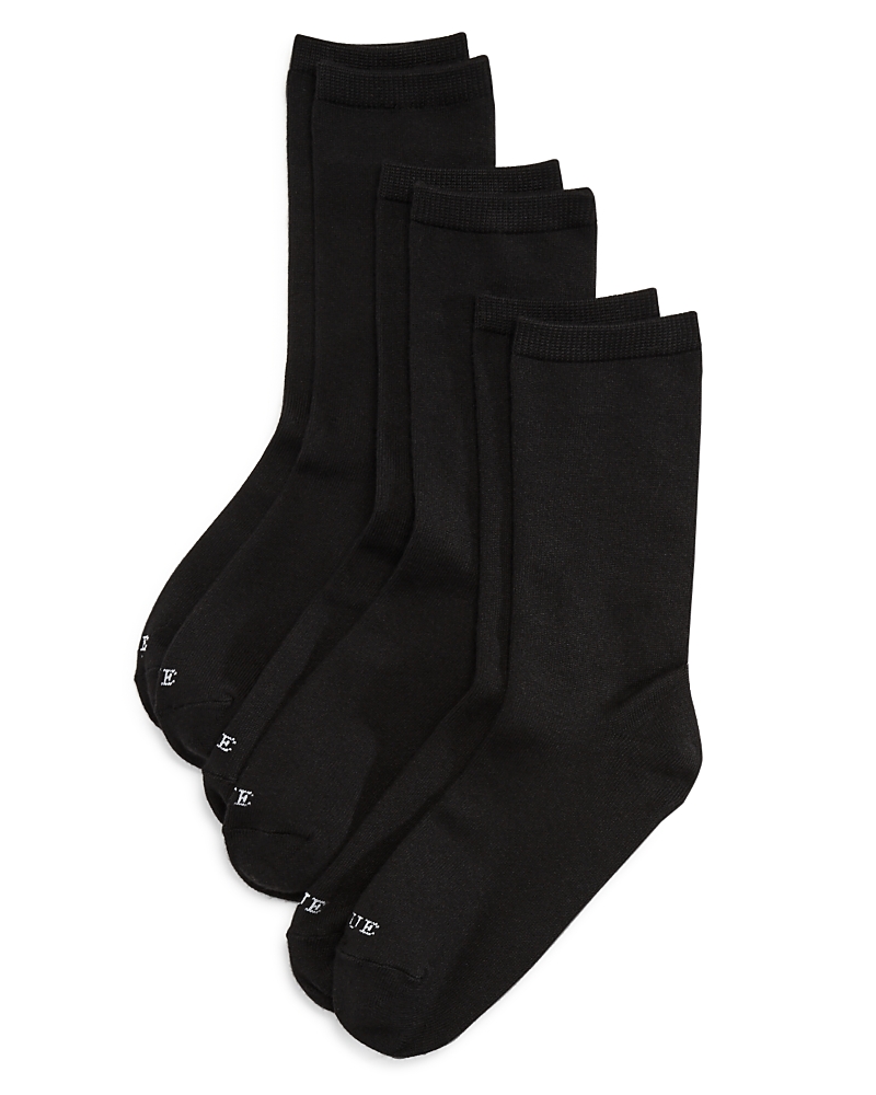 Shop Hue Super Soft Crew Socks, Set Of 3 In Black Pack