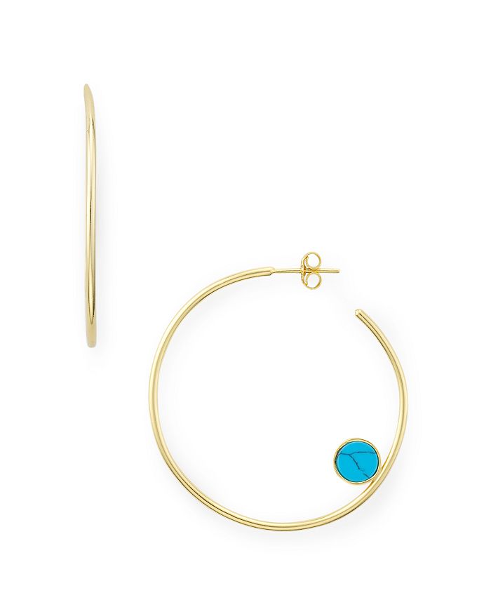Argento Vivo Disk Detail Hoop Earrings In Blue/gold