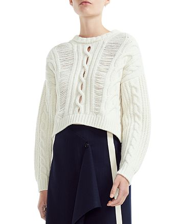 Maje Martina Openwork Cable Knit-Detail Sweater | Bloomingdale's