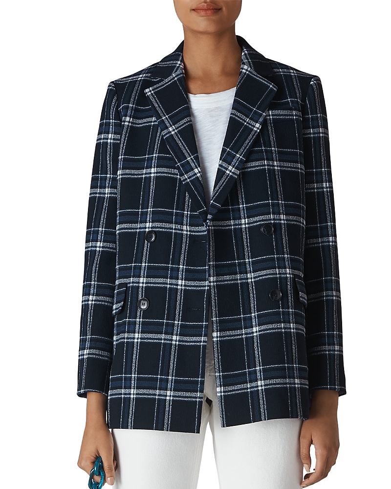 Whistles Double-Breasted Plaid Blazer