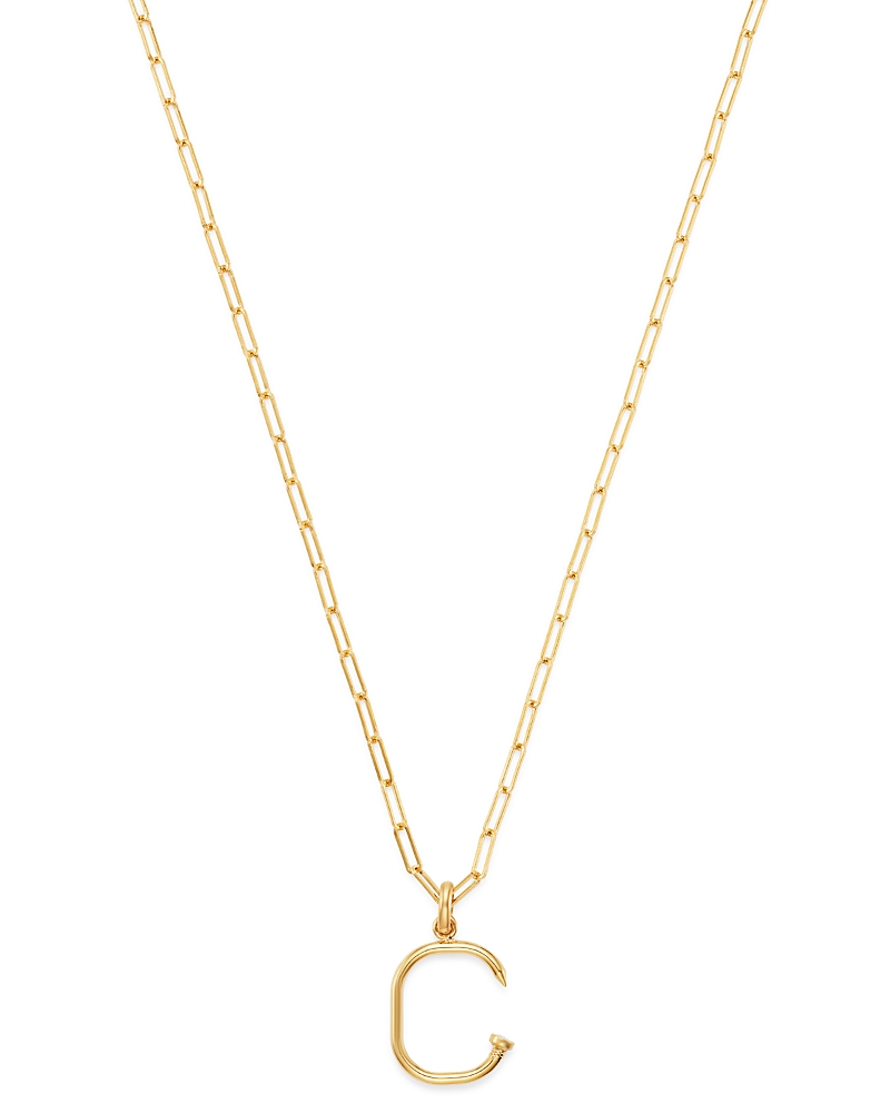 Zoe Lev 14k Yellow Gold Large Nail Initial Necklace, 18 In C/gold
