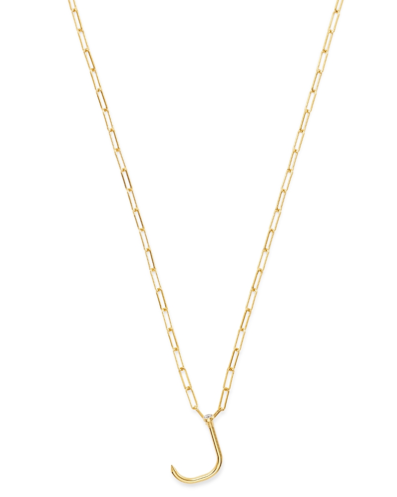 Zoe Lev 14K Yellow Gold Large Nail Initial Necklace, 18