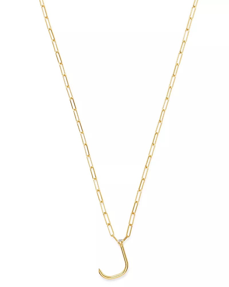 Zoe Lev 14K Yellow Gold Large Nail Initial Necklace, 18