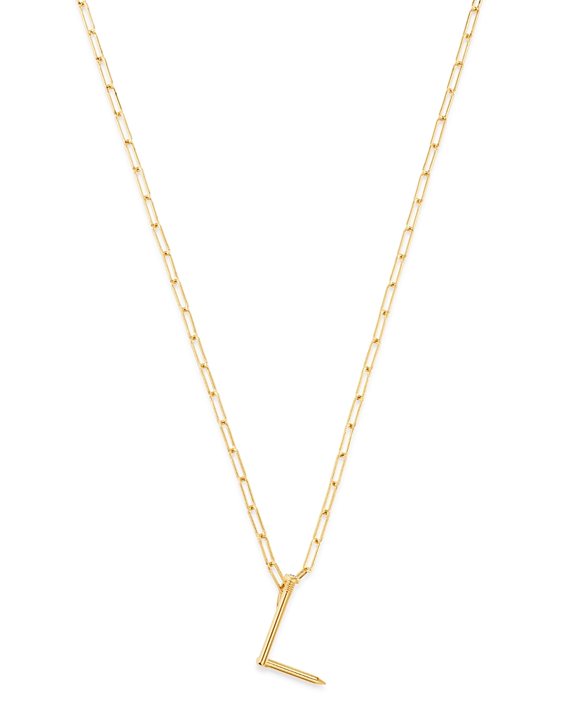 Zoe Lev 14k Yellow Gold Large Nail Initial Necklace, 18 In L/gold