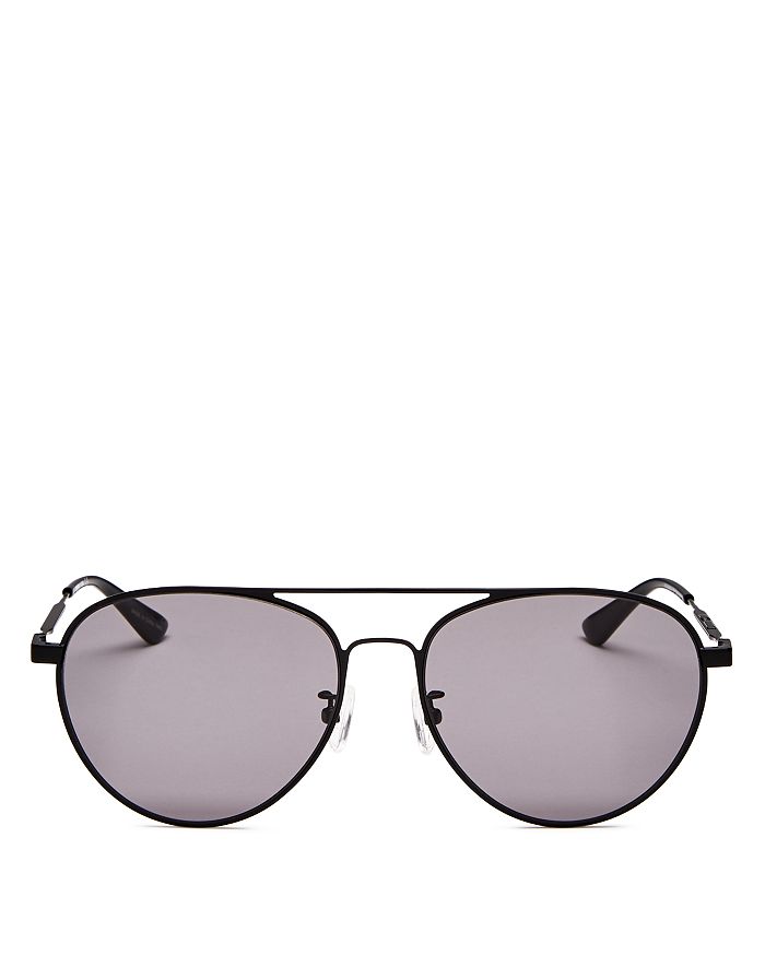 Mcq By Alexander Mcqueen Mcq Alexander Mcqueen Unisex Brow Bar Aviator Sunglasses, 58mm In Shiny Black/smoke