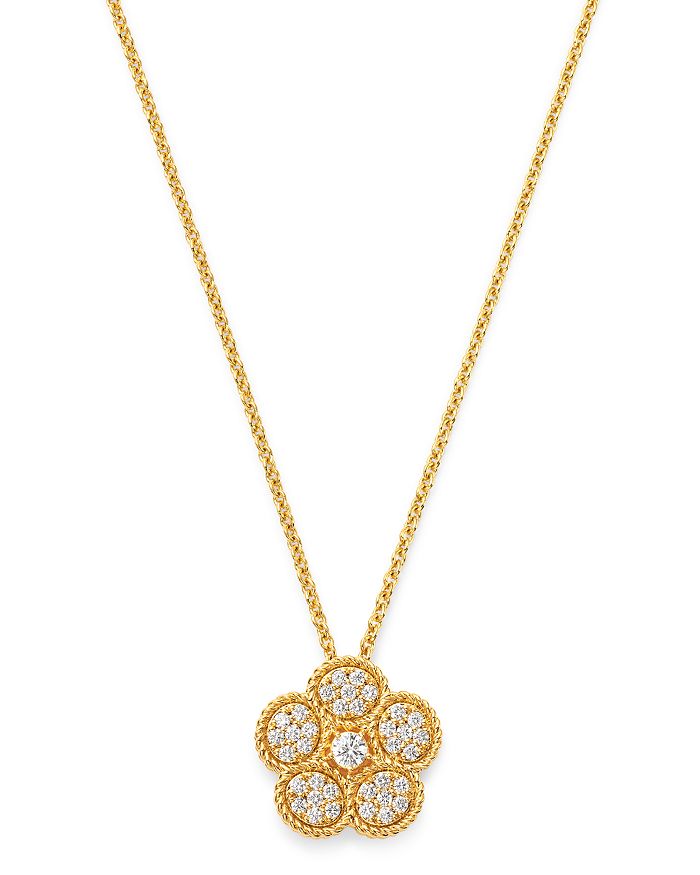 Shop Roberto Coin 18k Yellow Gold Daisy Diamond Pendant Necklace, 17.5 - 100% Exclusive In White/gold