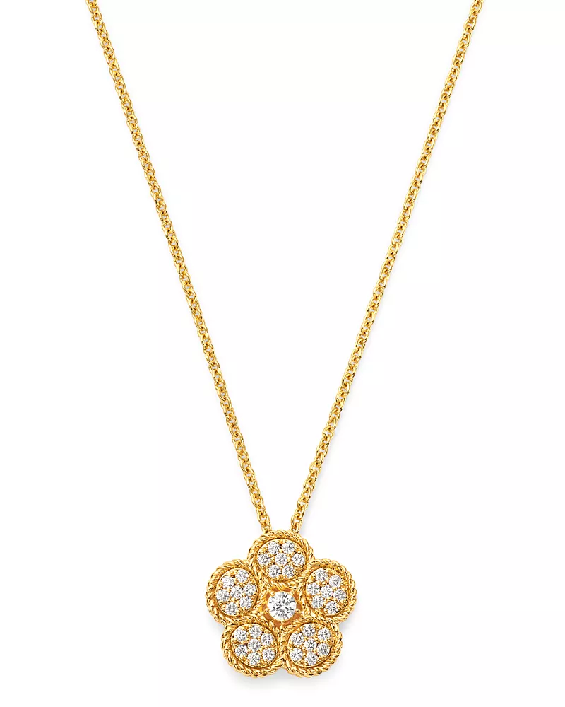 Roberto Coin 18K Yellow Gold Daisy Diamond Pendant Necklace, 17.5 - Exclusive
