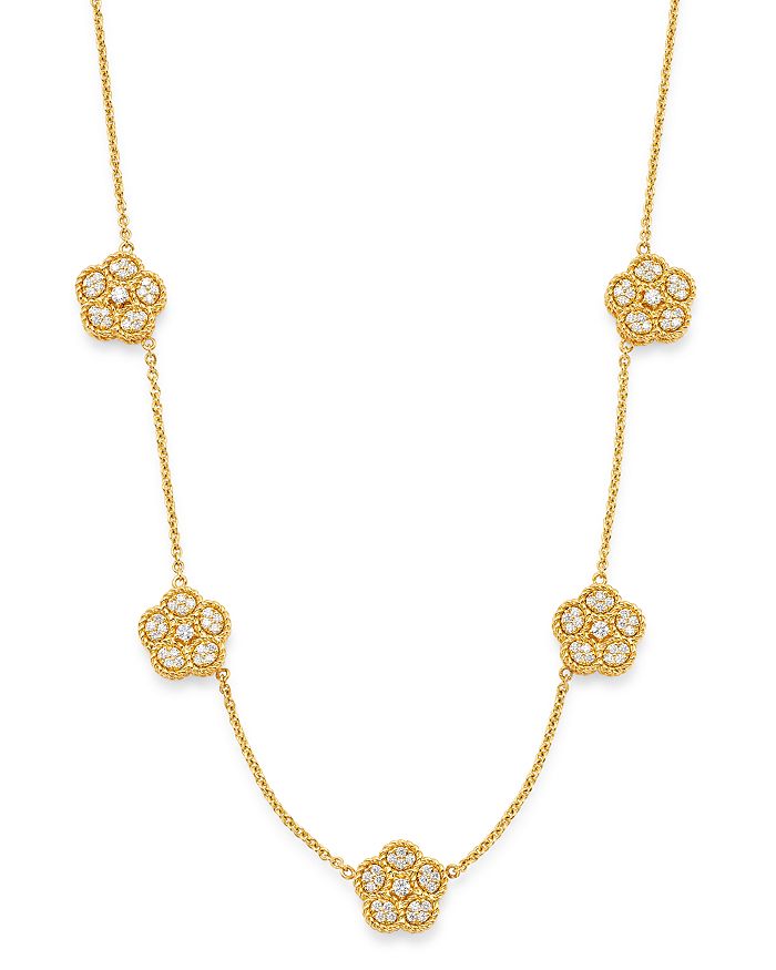Shop Roberto Coin 18k Yellow Gold Daisy Diamond Station Necklace, 17.5 - 100% Exclusive In White/gold