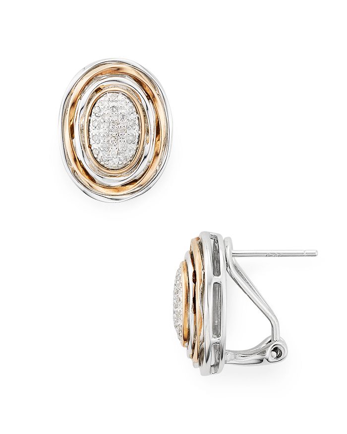 Bloomingdale's Marc & Marcella Diamond Oval Earrings In Sterling Silver & Rose Gold-plated Sterling Silver, 0.15 Ct