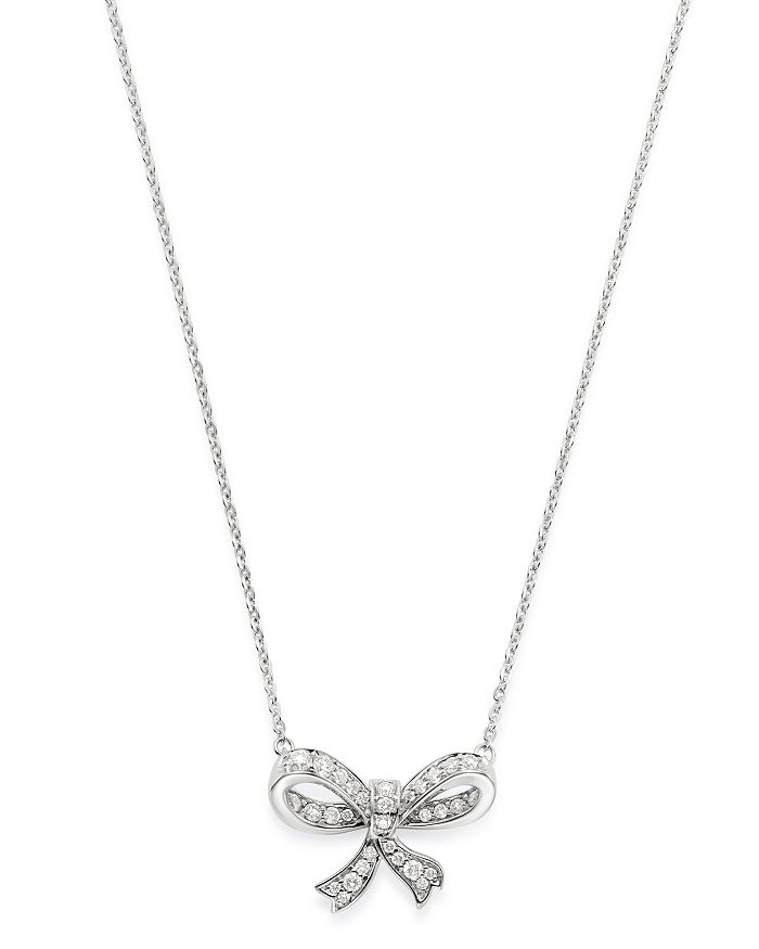 Bloomingdale's Diamond Bow Pendant Necklace In 14k White Gold, 0.30 Ct. T.w. - 100% Exclusive