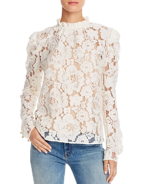 Wayf Erika Puff Sleeve Lace Top In Ivory Lace | ModeSens