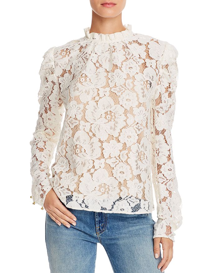 WAYF ERIKA PUFF-SLEEVE LACE TOP,70029WCH-L45
