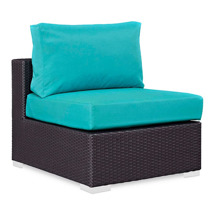 Modway Convene Outdoor Patio Armless Chair In Espresso Turquoise