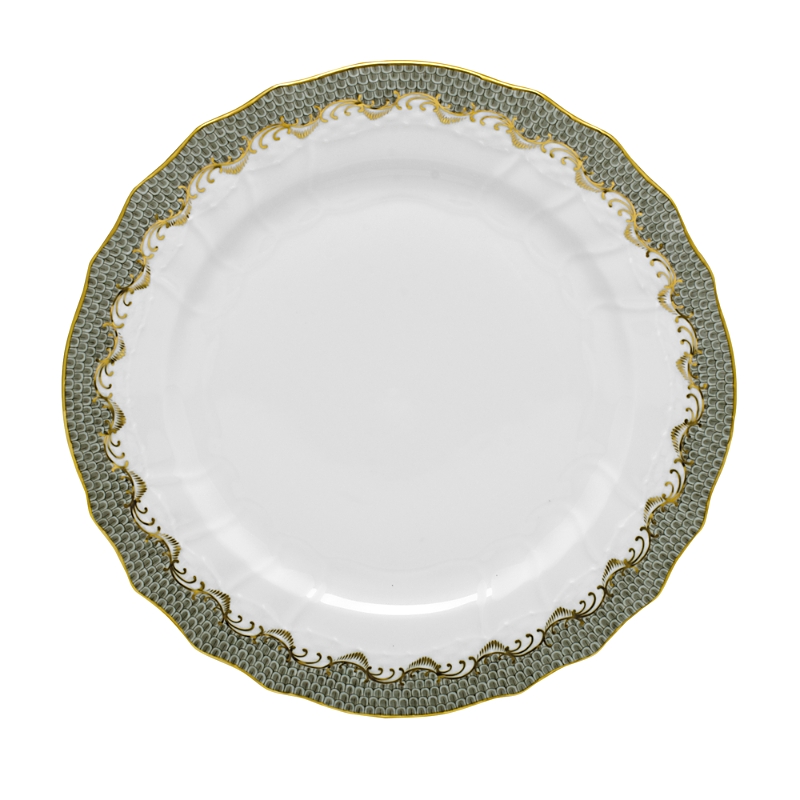 Herend Fish Scale Serving Plate In Gray