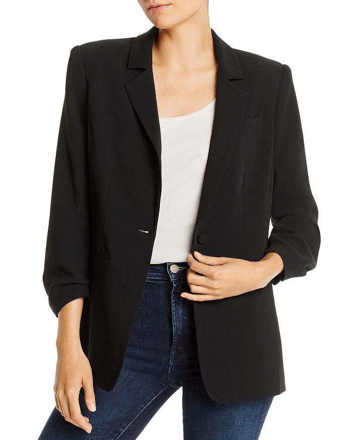 Cinq À Sept Cheyenne Ruffle-cuff Blazer Jacket In Black