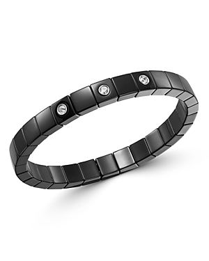 Roberto Demeglio 18K White Gold & Black Ceramic Scacco Diamond Stretch Bracelet Roberto Demeglio 18K White Gold & Black Ceramic Scacco Diamond Stretch Bracelet