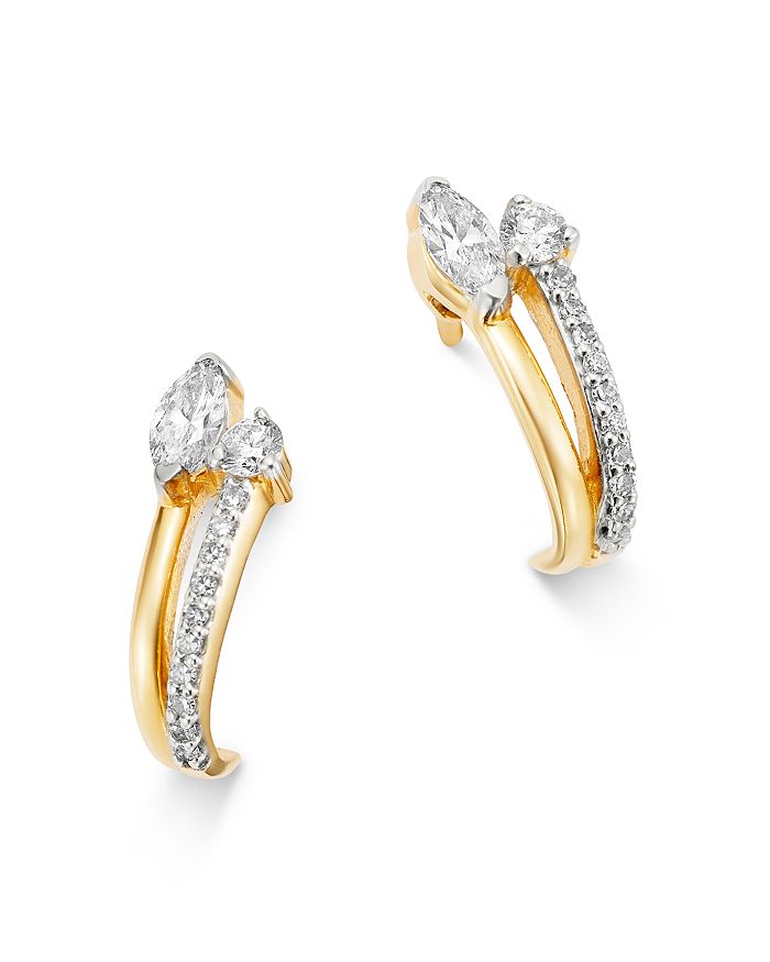 Adina Reyter 14k Yellow Gold Grace Diamond J Hoop Earrings In White/gold