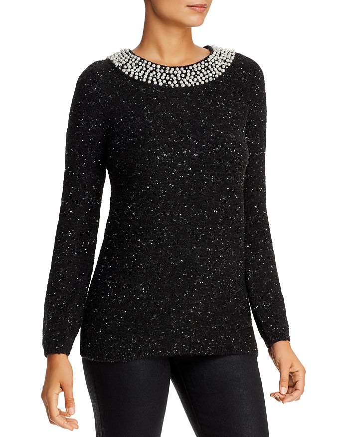 KARL LAGERFELD PARIS Embellished Sweater | Bloomingdale's