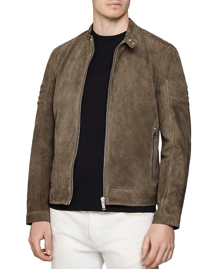 Mens suede racer jacket top