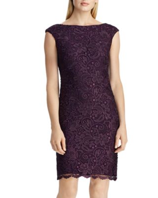 Polo Ralph Lauren Scalloped Lace Sheath Dress In Gray | ModeSens