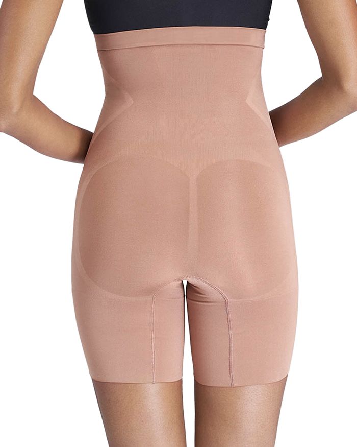 Shop Spanx Oncore High-waisted Mid-thigh Shorts In Naked 3.0