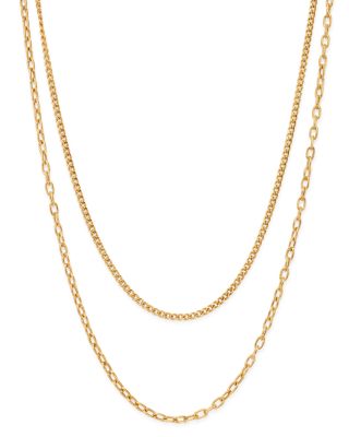 14K Yellow Gold Double Chain Necklace, 20"