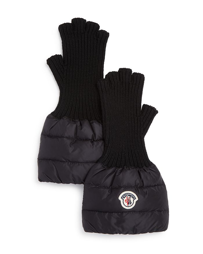 Moncler Puffer-cuff Fingerless Gloves In Black