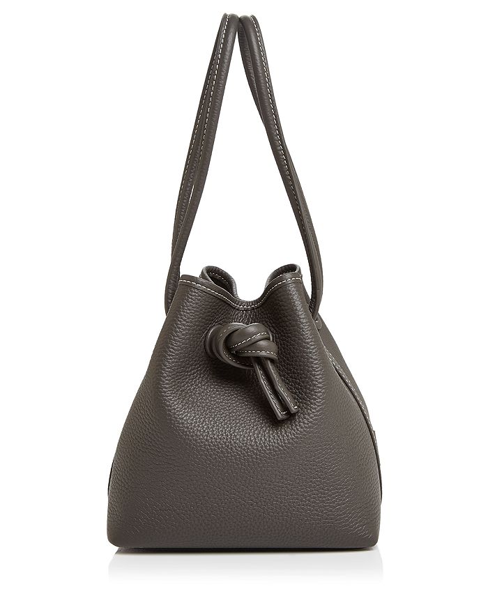 Vasic Bond Small Leather Bucket Bag In Gray
