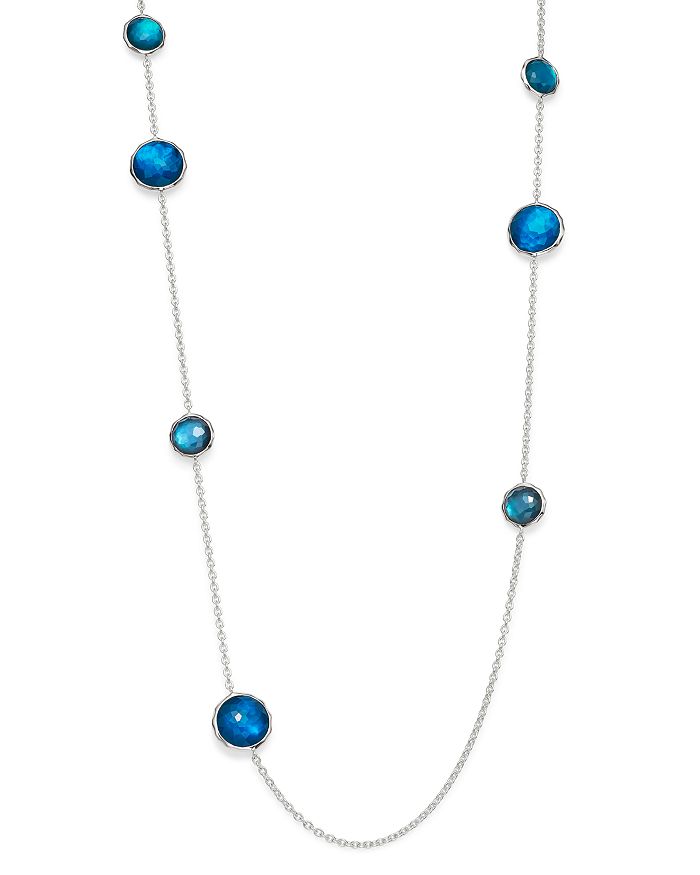 Ippolita Sterling Silver Wonderland Mother-of-pearl Doublet In Blue Moon Station Necklace, 40 In Blue/silver